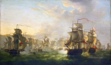海戦 Painting - オランダとイギリスの艦隊がブローニュに向かう途中で合流 マルティヌス・シューマン 1806 年の海戦